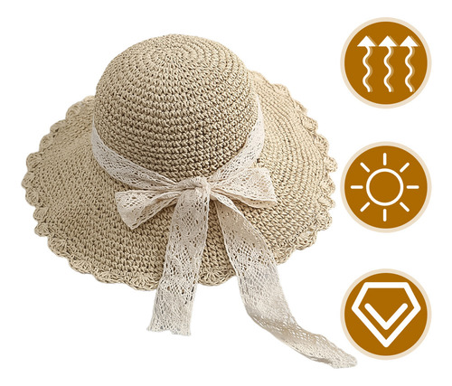 / Sombrero De Paja Con Lazo De Paja Y Visera Para El Sol