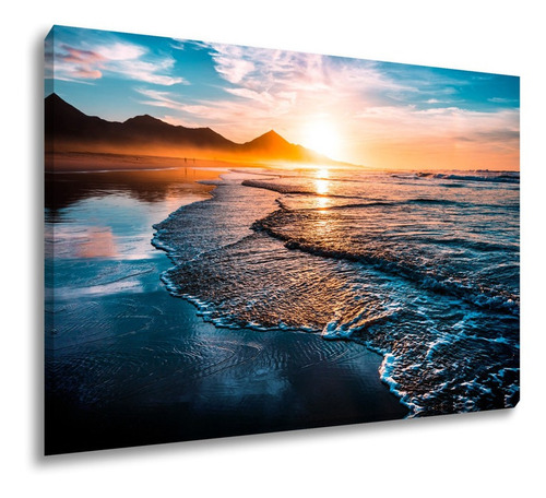 Quadro Decorativo Tela Canvas Paisagem Praia Sol Mar 120x80 Cor Paisagem 33 Cor da armação Tecido Sobre Tela