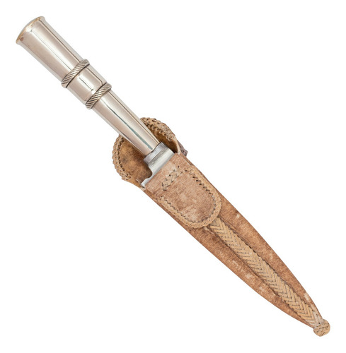 Cuchillo De Alpaca 14cm Acero Inox Vaina Cuero Crudo