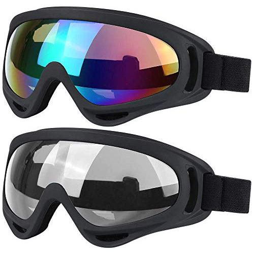 Ski Goggles, 2 Pack Snowboard Goggles Skate Glasses, Motocic