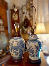 Comprar Lamparas De Porcelana China Blanco Y Azul Vintage