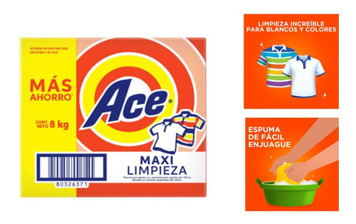 Detergente Para Ropa En Polvo Ace Maxi Limpieza Floral kg | MercadoLibre