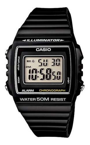 Reloj Casio Original Hombre W-215h-1av 50m Fecha Color De La Malla Negro Color Del Fondo Gris