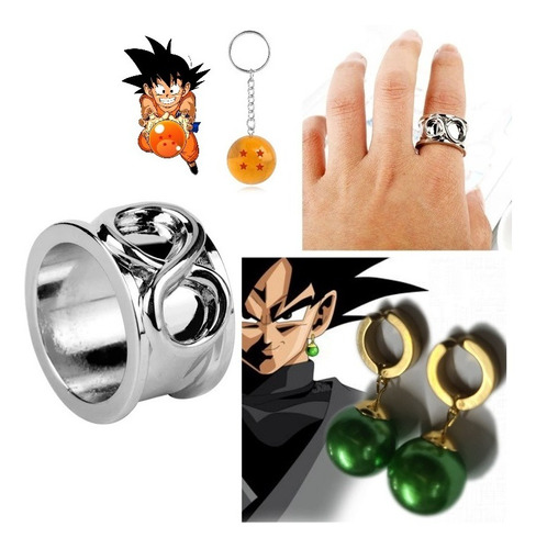 Pack Black Goku 2 Anillo Potaras Esfera Dragon Ball 