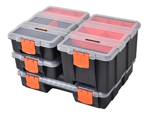 Set Organizador Cajas Herramientas 4 En 1 Tactix 320020 Color Negro