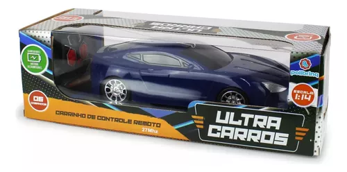 Carrinho de Controle Remoto - Ultra Carros - Azul - 6 Funções - Polibrinq