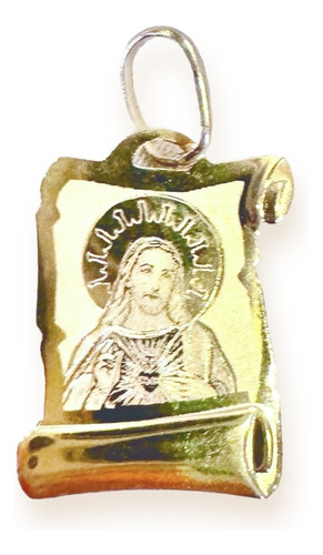 Medalla Sagrado Corazón De Jesús Pergamino Laser Oro 10k