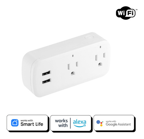 Enchufe Regleta Inteligente 16a Wifi 2 Tomas 2 Puertos Usb