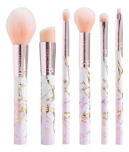 Set 6 Brochas Y Pinceles De Maquillaje Marble Fascino