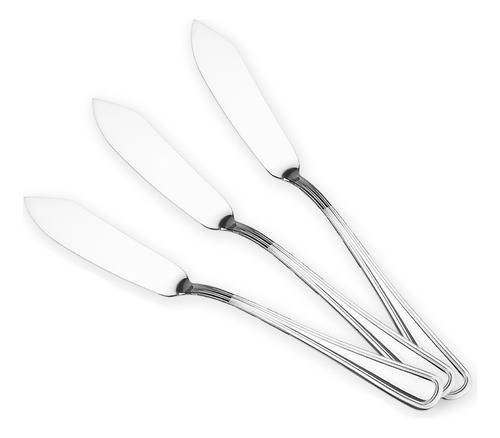 Set De 3 Cuchillo De Pescado Acero Inox Sofia 21 Cm Color Plateado