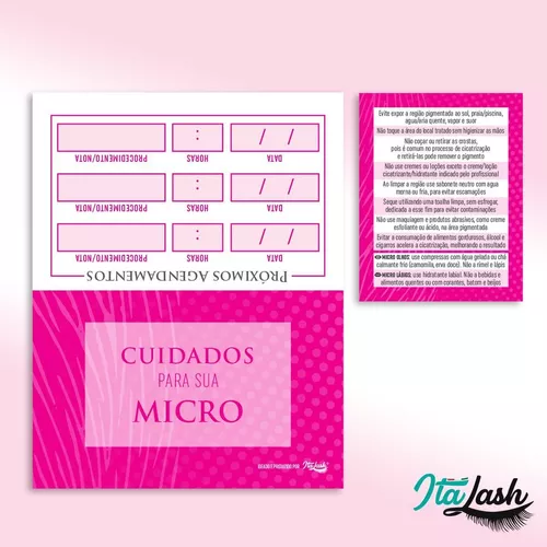 Kit Ficha Anamnese + Bloco Cuidados Pós Micropigmentação