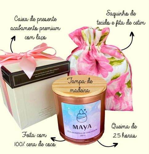Kit Presente Vela Aromática Com Saquinho E Caixa