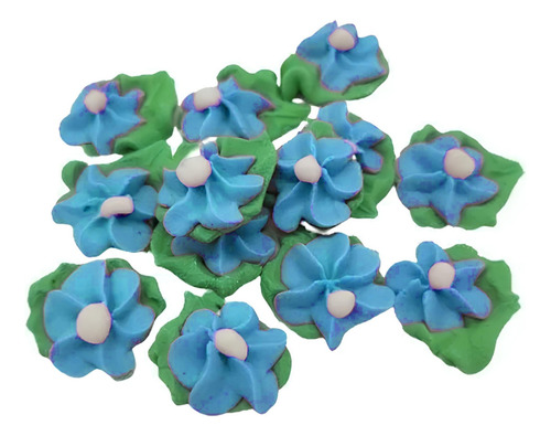 Flor De Azucar Durazno Mediana Con Hoja Nº3 Celeste X50u
