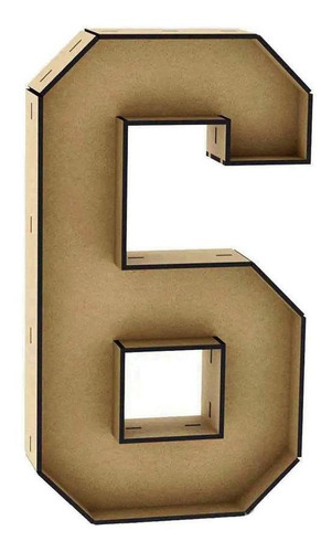 Número 6 Letra Caixa Grande Mdf 30cm De Altura Decoração