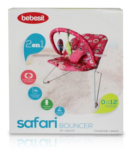 Imagen 2 de 2 de Bouncer Vibrador Bebesit Safari Anti-reflujo