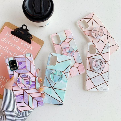 Imagen 9 de 10 de Funda Galaxy Marmol +pop Geometria Dama Mujer Protector Case