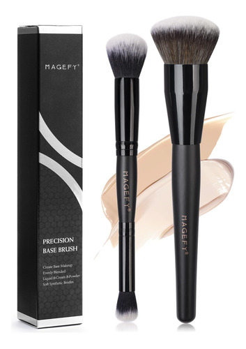 Magefy Brocha De Maquillaje Facial De Doble Extremo, Brochas