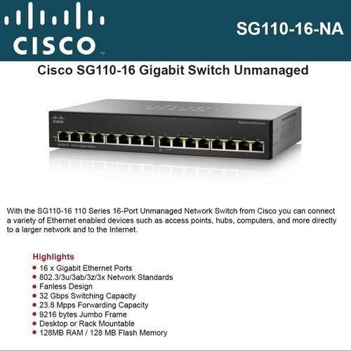 Imagen 2 de 6 de Switch Cisco Sg110-16 16 Puertos Gigabite Lan Plug & Play