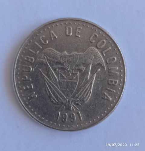 1 Moneda De 50 Centavos Colombia 1991 Año De La Reforma Cons