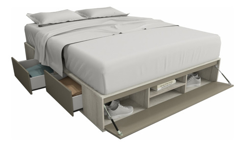 Cama Box Cajonera C/zapatero Sommier 160 X 200  Queen