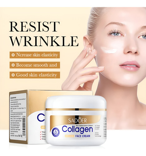 Crema Facial Reafirmante De Colágeno Anti Edad Sadoer 60gr Todo Tipo De Piel Día/noche