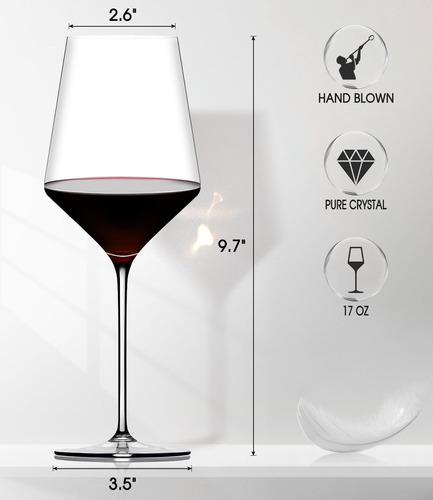 Oja Juego De 4 Copas De Vino Tinto, Copas De Vino De Cristal