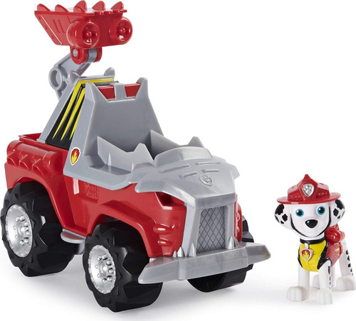 Paw Patrol, Dino Rescue Marshall Deluxe Rev Up Vehículo 