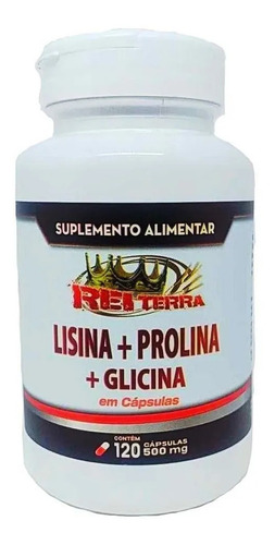 Suplemento Em Cápsulas Rei Terra Lisina+prolina+glicina Minerais Em Pote De 60g 120 Un