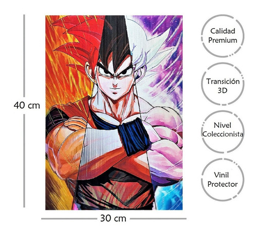 Dragon Ball Poster 3d Lenticular Goku Vegeta & Black Goku | MercadoLibre