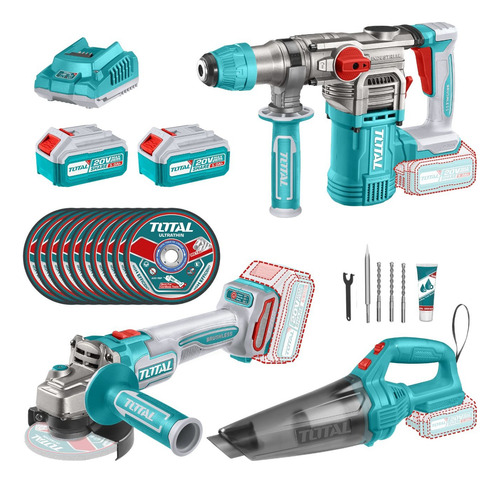 Combo Rotomartillo + Amoladora + Aspiradora Industrial Total