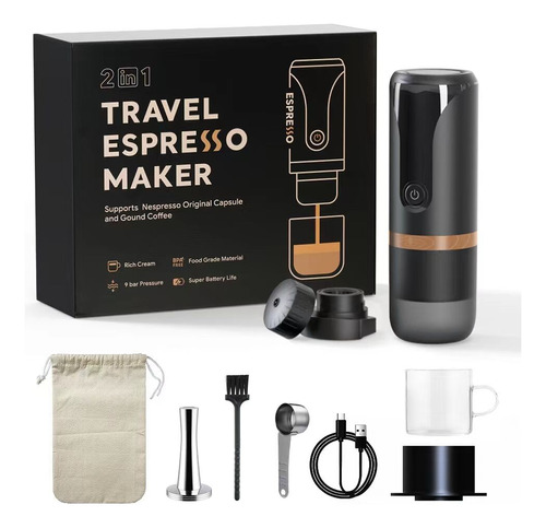 Cafetera Travel Small Black Perfect Rechargeable.in