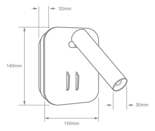 Luz Lectura Led Pared 7w Dirigible Marco Luz Calida 2.8w Neg