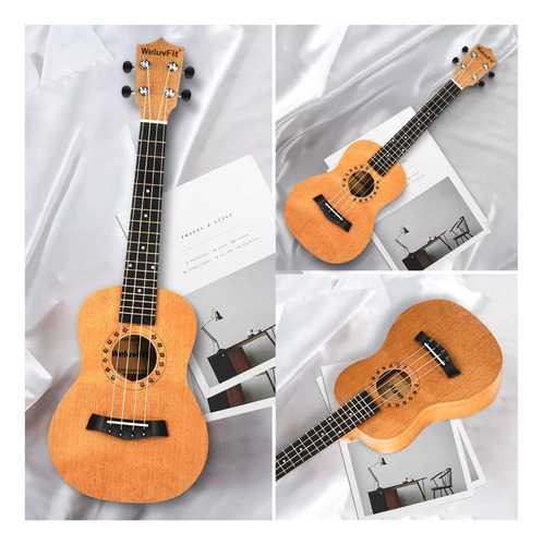 Kit WeluvFit Q349 De Soprano Concierto Acustico 23in Universal Ukelele Pro Y Con Bolsa Correa Cuerda De Nylon Afinador Púas Paño 15 Accesorio