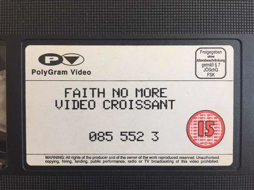 Imagem 6 de 7 de Faith No More Video Croissant Fita Vídeo Vhs Importada Uk