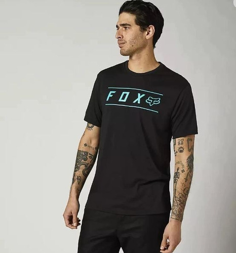 Polera Fox Manga Corta  Lifestyle Pinnacle Negro