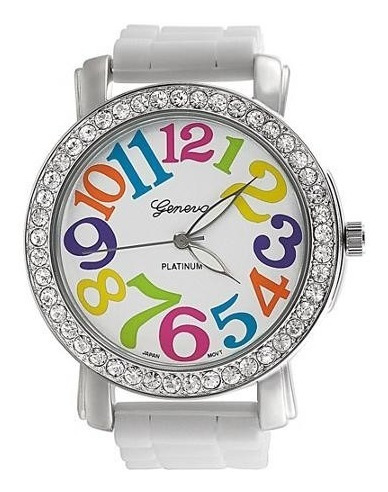 Reloj Geneva Dama Casual Big Number White