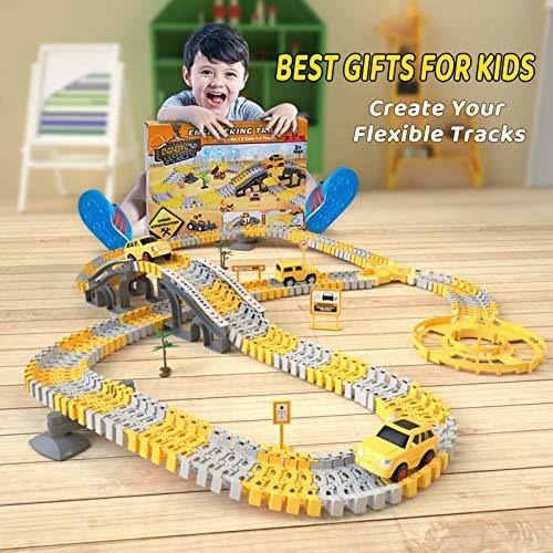 Pista De Carreras De Construcción Con 2 Autos Para Niños