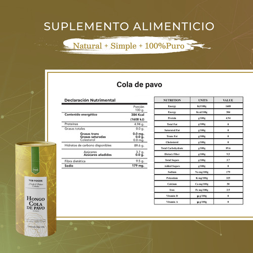 Cola De Pavo En Polvo 120g Turkey Tail Hongos Adaptógenos