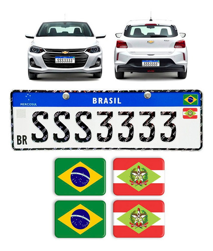 Adesivos Bandeiras Brasil E Santa Catarina Placa Nova Carro