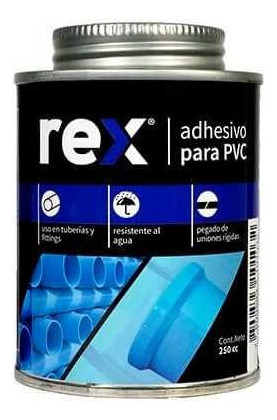 Adhesivo Pvc 250 Cc Rex 30408 Tuberías Gasfitería Cañerías