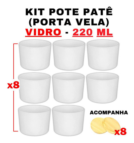 Kit Potes De Vidro Patê Jateado Branco C/tampa 220ml