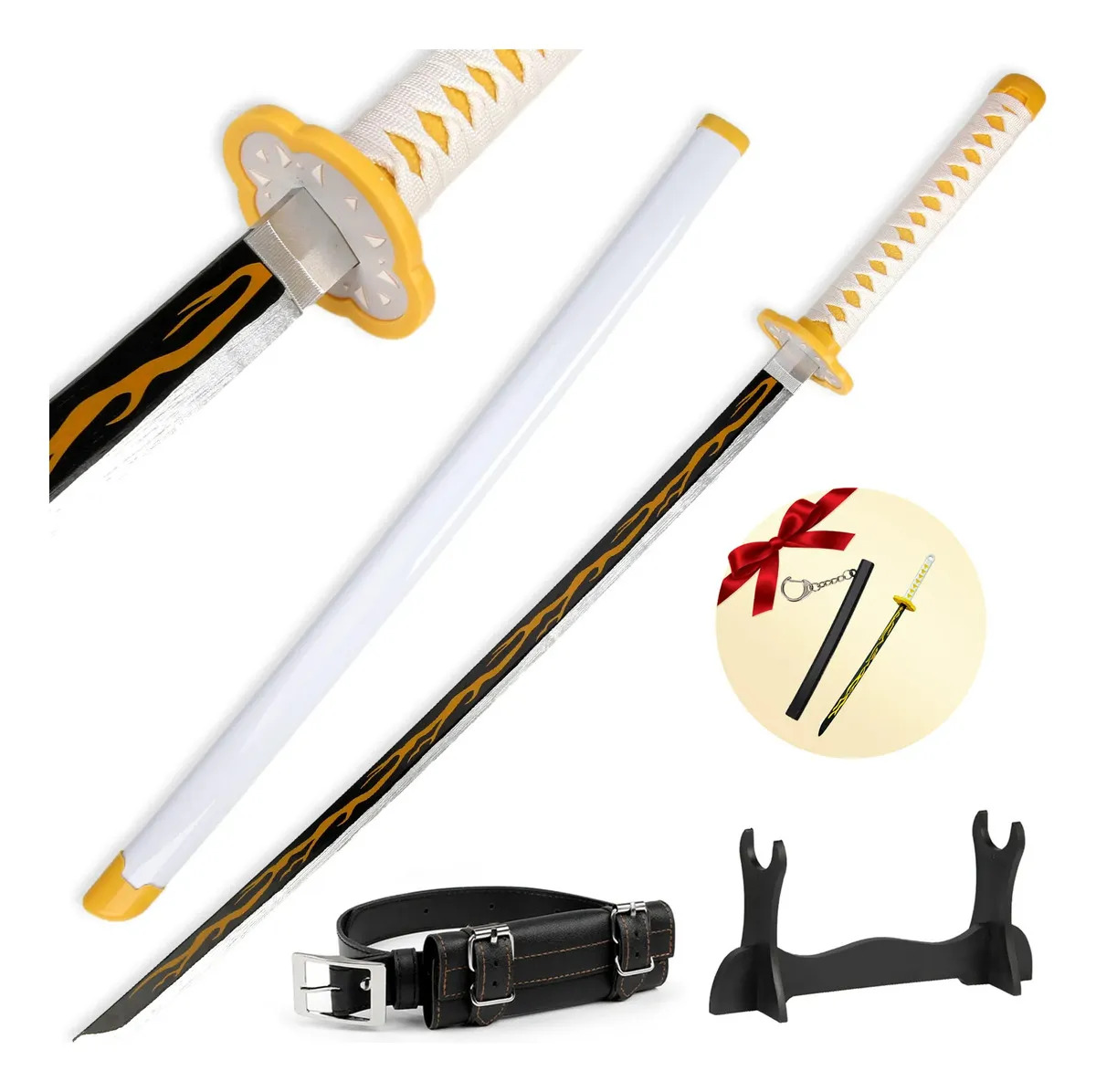 Katana De Madera Espadas Demon Slayer Anime Cosplay 104cm Color Blanco