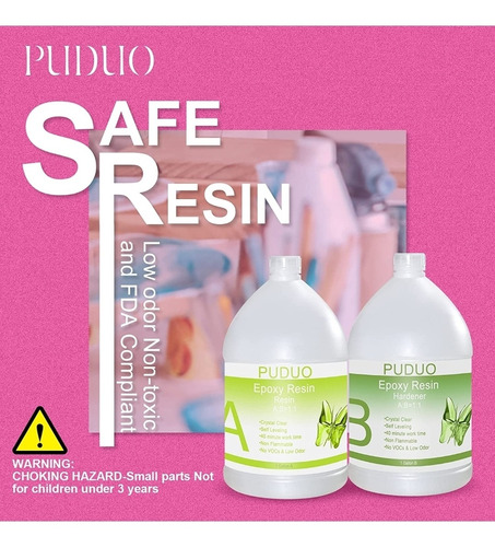 Puduo Kit 2gal Resina Epoxy Transparent Secado Rapido Usa