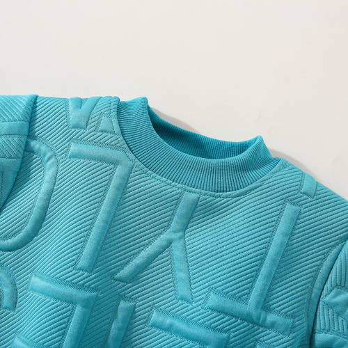 Conjunto De Sudadera Con Tela Acanalado Y Estampado De Letra Turquesa 3-4 A