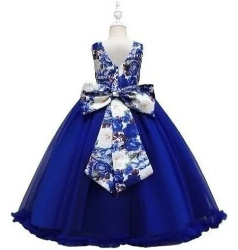 Vestidos de niña blanco con azul rey hot sale