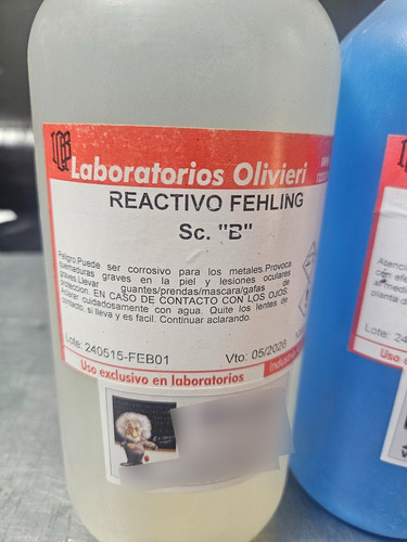 Kit Reactivos Prueba Fehling Azucares X 1000 Ml - Olivieri
