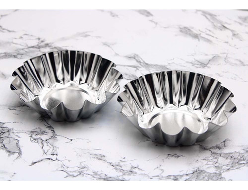 6 Moldes Pasteleros Mini Tarta Aluminio 200 Ml - 6 Pzas Color Plateado