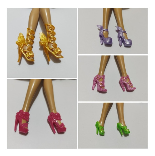 Set De 5 Pares De Lindos Zapatos Para Muñecas Barbie 