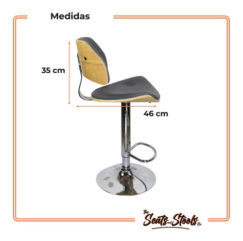 Set 2 Banco Silla Barra Giratorio Ajustable Century Gris Msi