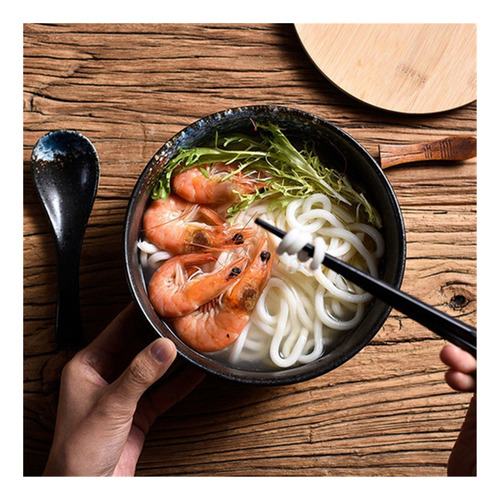 Ramen Bowl 1500ml Con Tapa Y Cuchara Platos Sopa Para